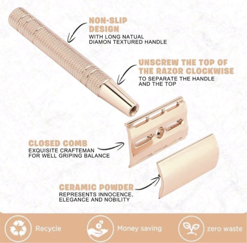 Safety Razor Double-Edge & Reusable + 10 Blades