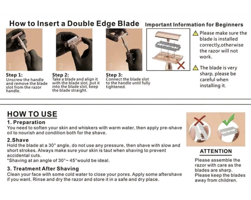 Safety Razor Double-Edge & Reusable + 10 Blades