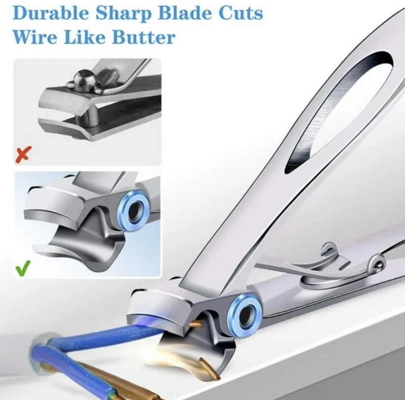 2cm Steel Wide Jaw Nail Clippers for Thick Nails with Storage Box - Silver