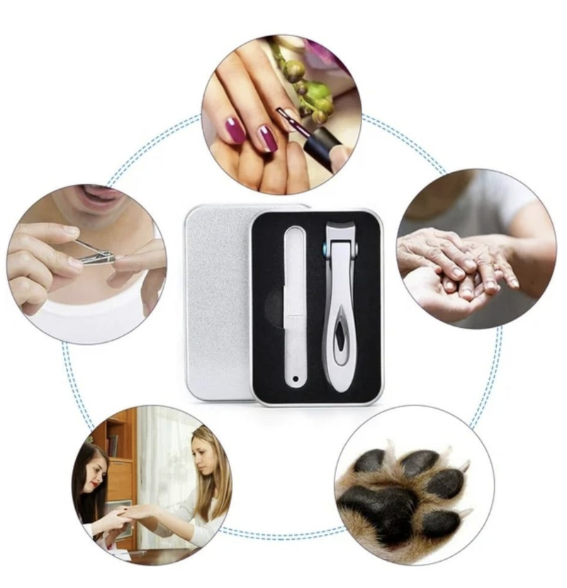 2cm Steel Wide Jaw Nail Clippers for Thick Nails with Storage Box - Silver