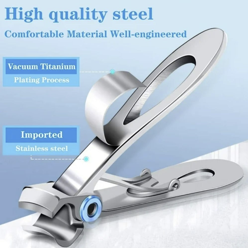 2cm Steel Wide Jaw Nail Clippers for Thick Nails with Storage Box - Silver
