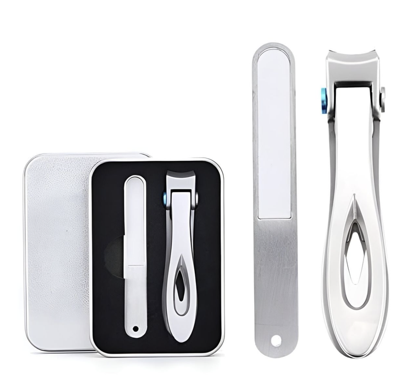 2cm Steel Wide Jaw Nail Clippers for Thick Nails with Storage Box - Silver