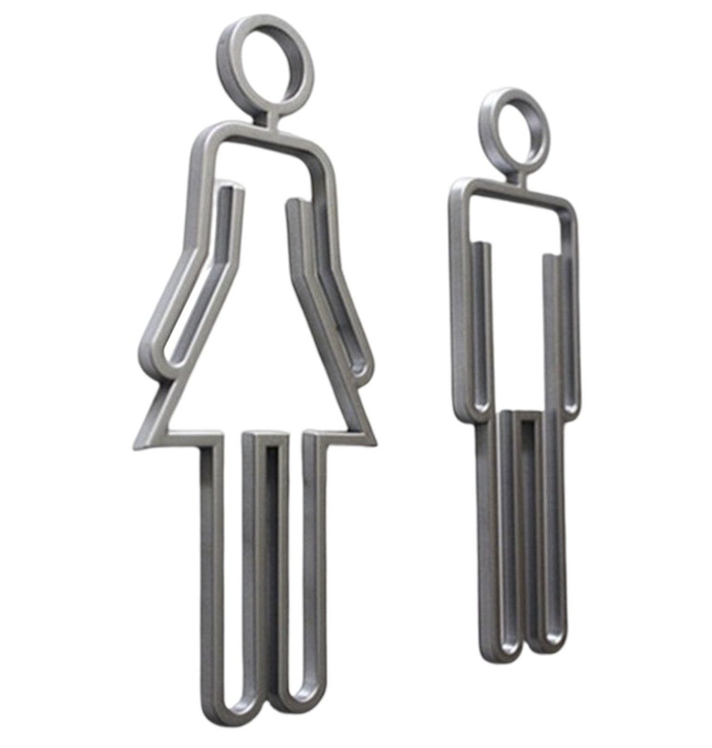 Acrylic Toilet Symbol Adhesive Backed Bathroom Toilet Door Sign - 2 Piece