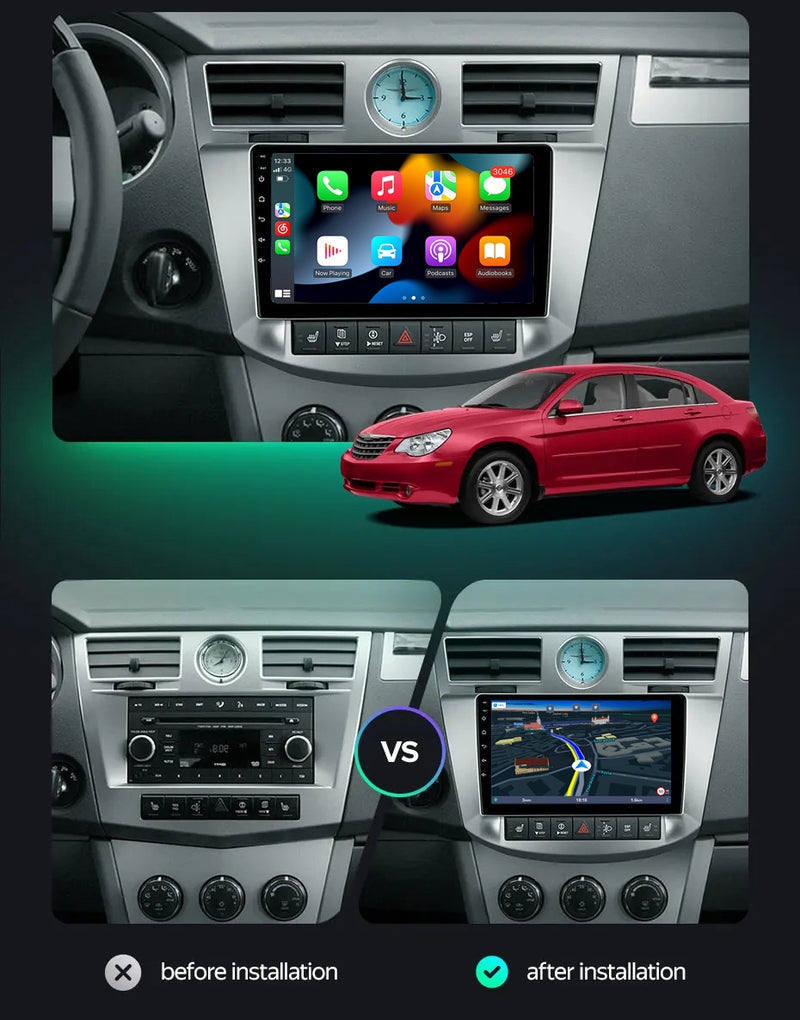 RoverOne Car Stereo Radio Bluetooth CarPlay GPS Navigation for Chrysler Sebring 3 JS 2006 - 2010