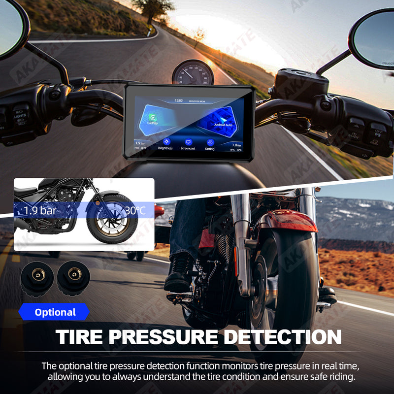 5inch Motorcycle CarPlay Wireless Android Auto Navigation Portable Digital Dashboard Waterproof BT Motobike Display Monitor