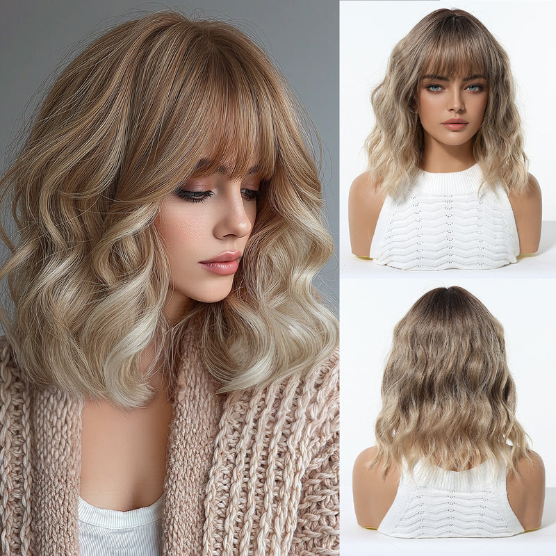 Cute Bob-Style Short Curly Wig with Matte Finish and Heat-Resistant Fibers