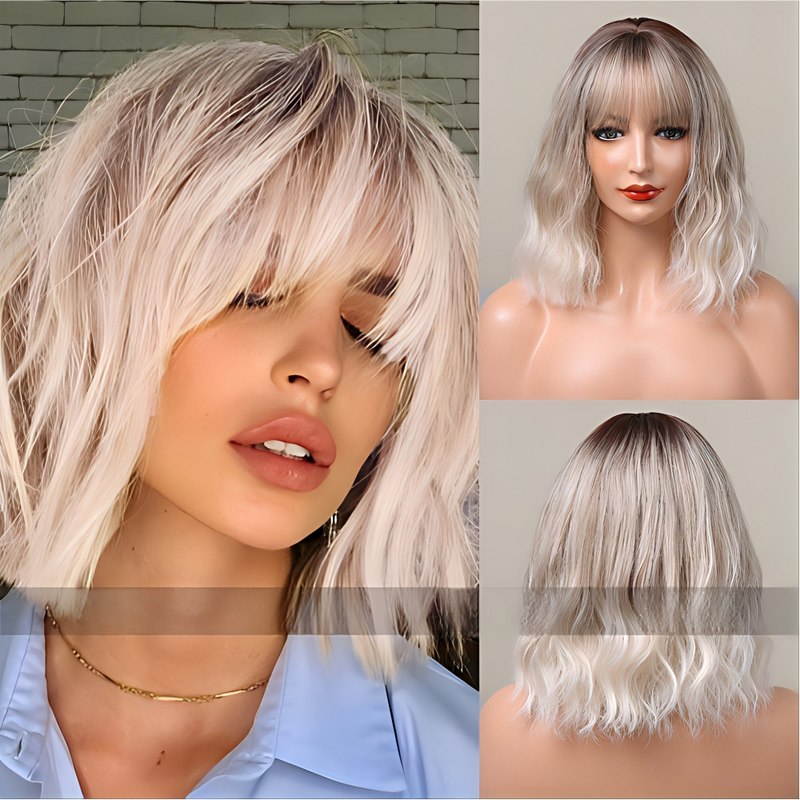 Cute Bob-Style Short Curly Wig with Matte Finish and Heat-Resistant Fibers