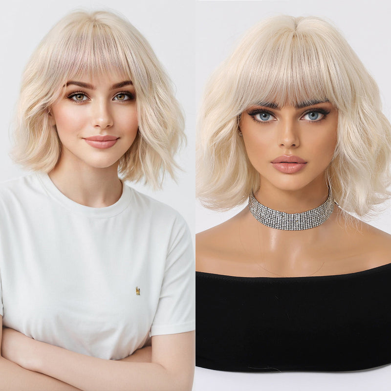 Cute Bob-Style Short Curly Wig with Matte Finish and Heat-Resistant Fibers