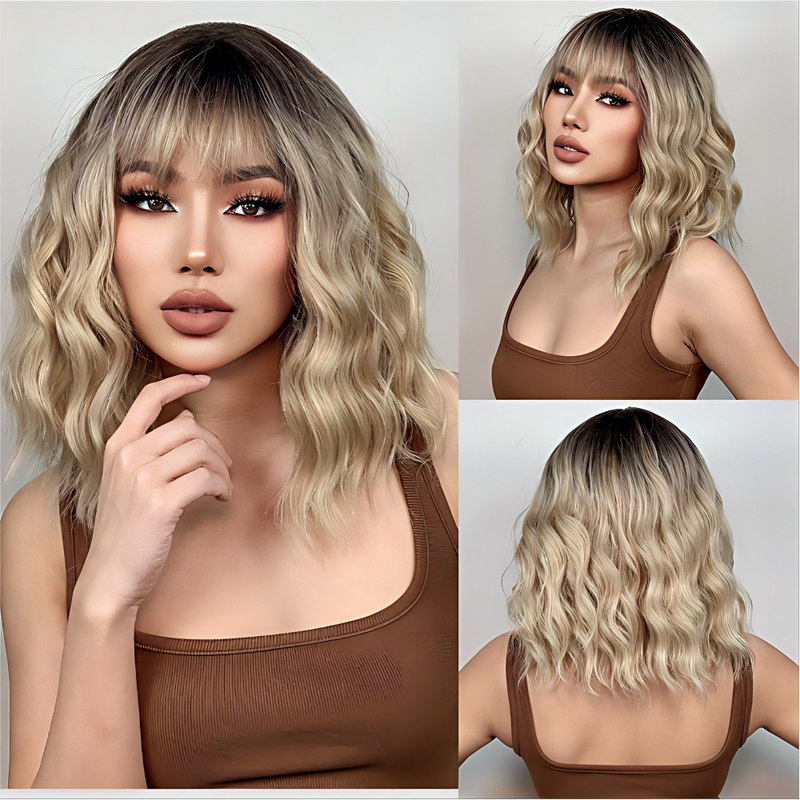 Cute Bob-Style Short Curly Wig with Matte Finish and Heat-Resistant Fibers