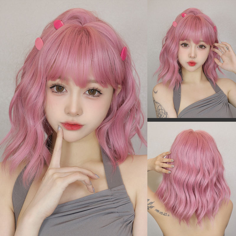 Cute Bob-Style Short Curly Wig with Matte Finish and Heat-Resistant Fibers