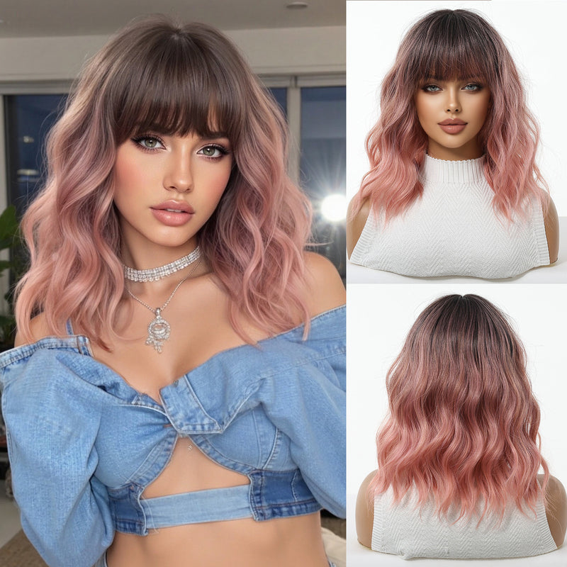 Cute Bob-Style Short Curly Wig with Matte Finish and Heat-Resistant Fibers