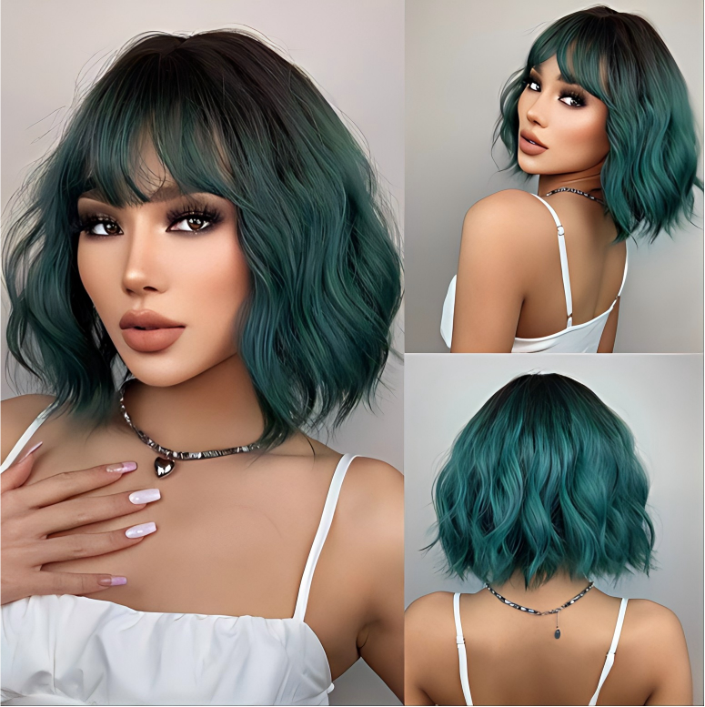 Cute Bob-Style Short Curly Wig with Matte Finish and Heat-Resistant Fibers
