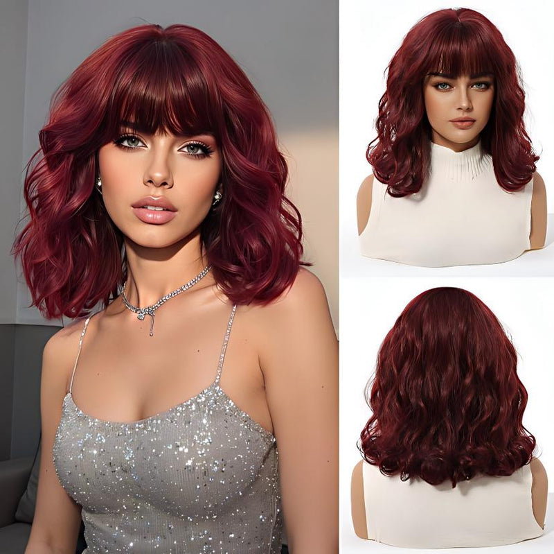Cute Bob-Style Short Curly Wig with Matte Finish and Heat-Resistant Fibers