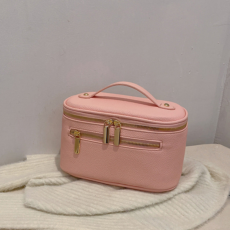 Large-Capacity Solid-Color Versatile Toiletry Bag and Cosmetic Organizer