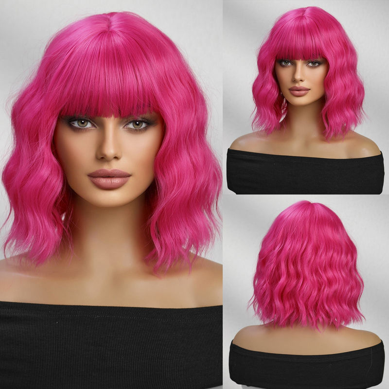 Cute Bob-Style Short Curly Wig with Matte Finish and Heat-Resistant Fibers