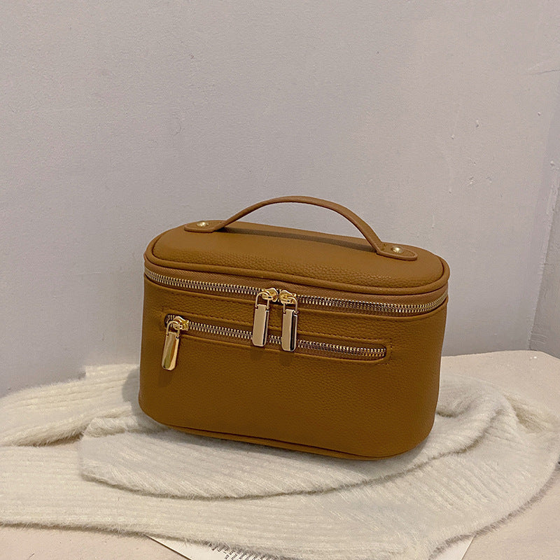Large-Capacity Solid-Color Versatile Toiletry Bag and Cosmetic Organizer