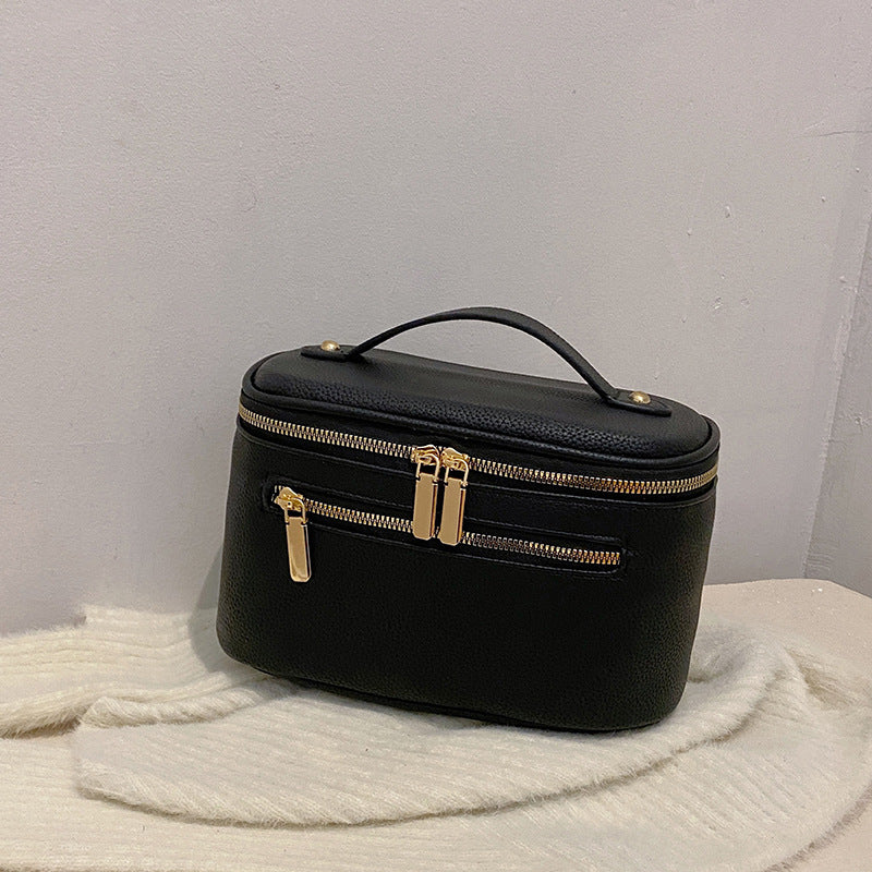 Large-Capacity Solid-Color Versatile Toiletry Bag and Cosmetic Organizer