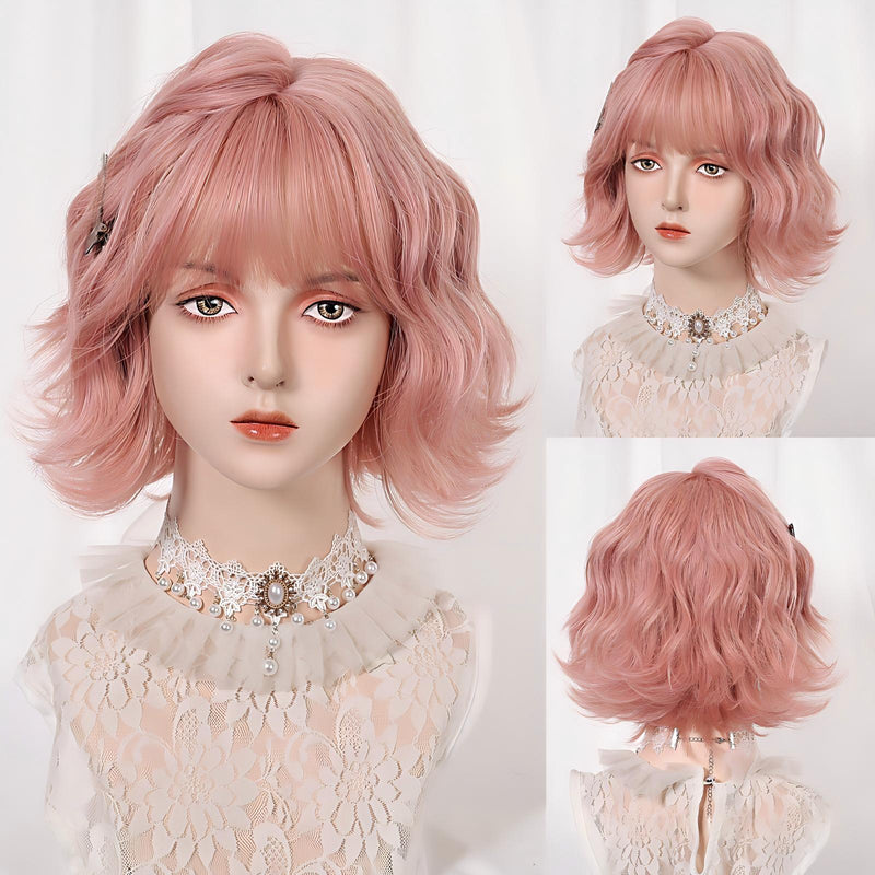 Short-Haired Full-Head Wig With Straight Bangs And a Bob Cut Wig