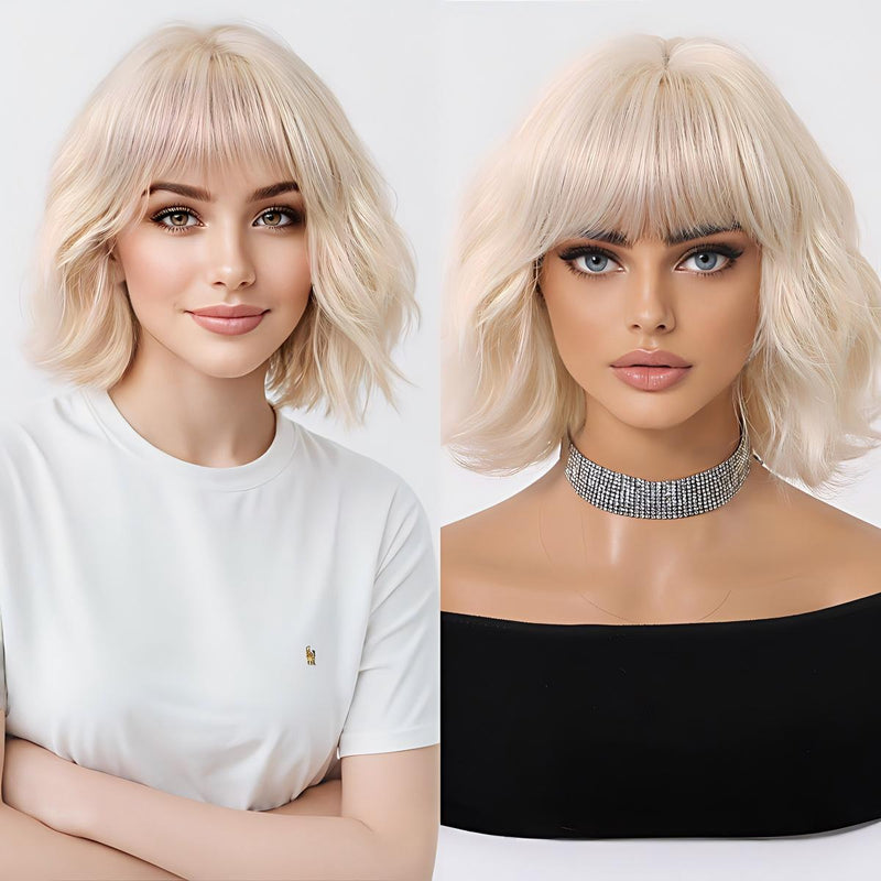 Short-Haired Full-Head Wig With Straight Bangs And a Bob Cut Wig