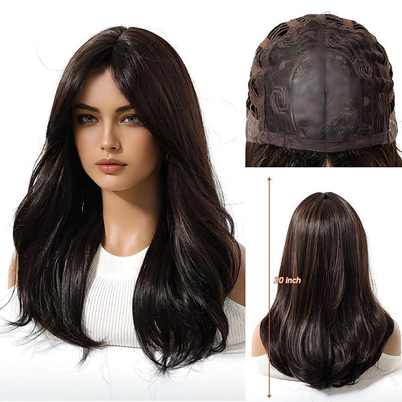Full-Head Wig with Natural-Looking Side-Swept Bangs and Long Curls for a Relaxed,