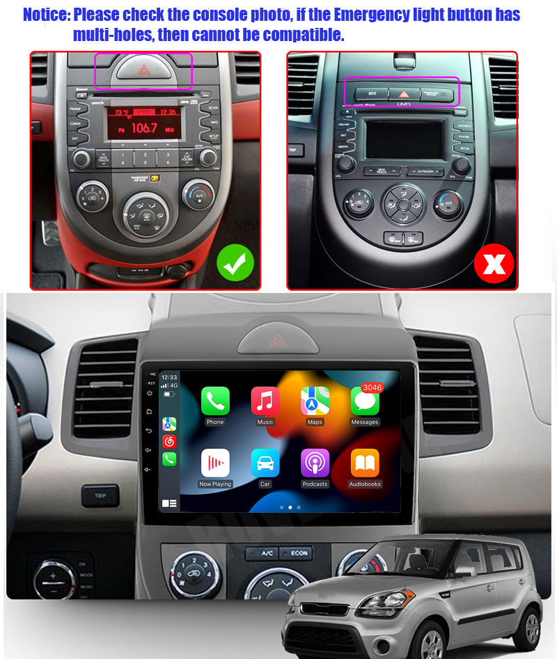 RoverOne Car Stereo Radio Bluetooth CarPlay GPS Navigation for Kia Soul 1 AM 2008 - 2011