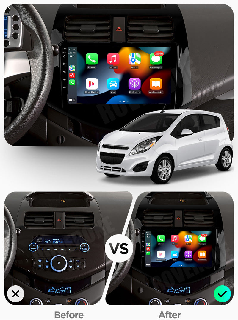RoverOne Car Stereo Radio Bluetooth CarPlay GPS Navigation for Chevrolet Spark M300 2009 - 2016