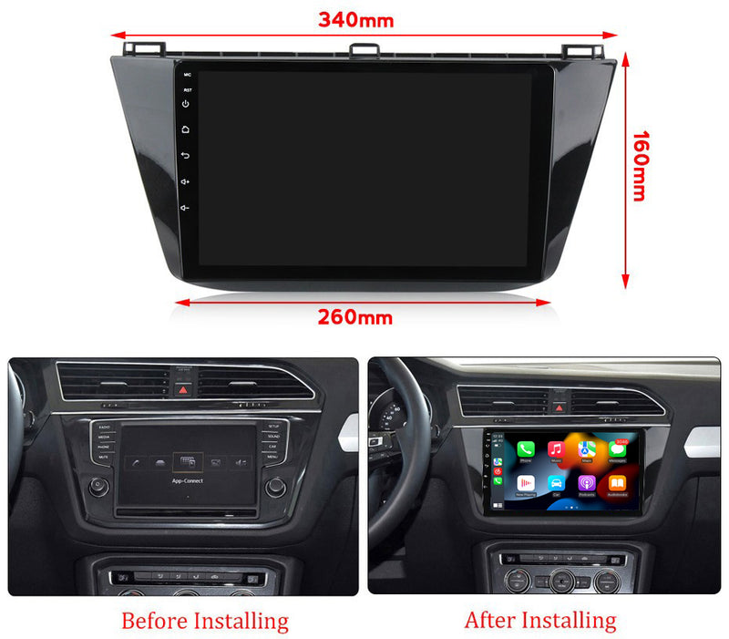 RoverOne Car Stereo Radio Bluetooth CarPlay GPS Navigation for Volkswagen Tiguan 2 Mk 2016 - 2022