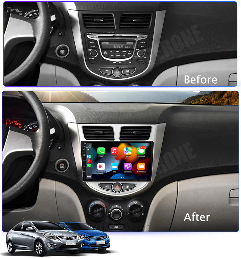 RoverOne Car Stereo Radio Bluetooth CarPlay GPS Navigation for Hyundai Solaris Verna 2010 - 2016