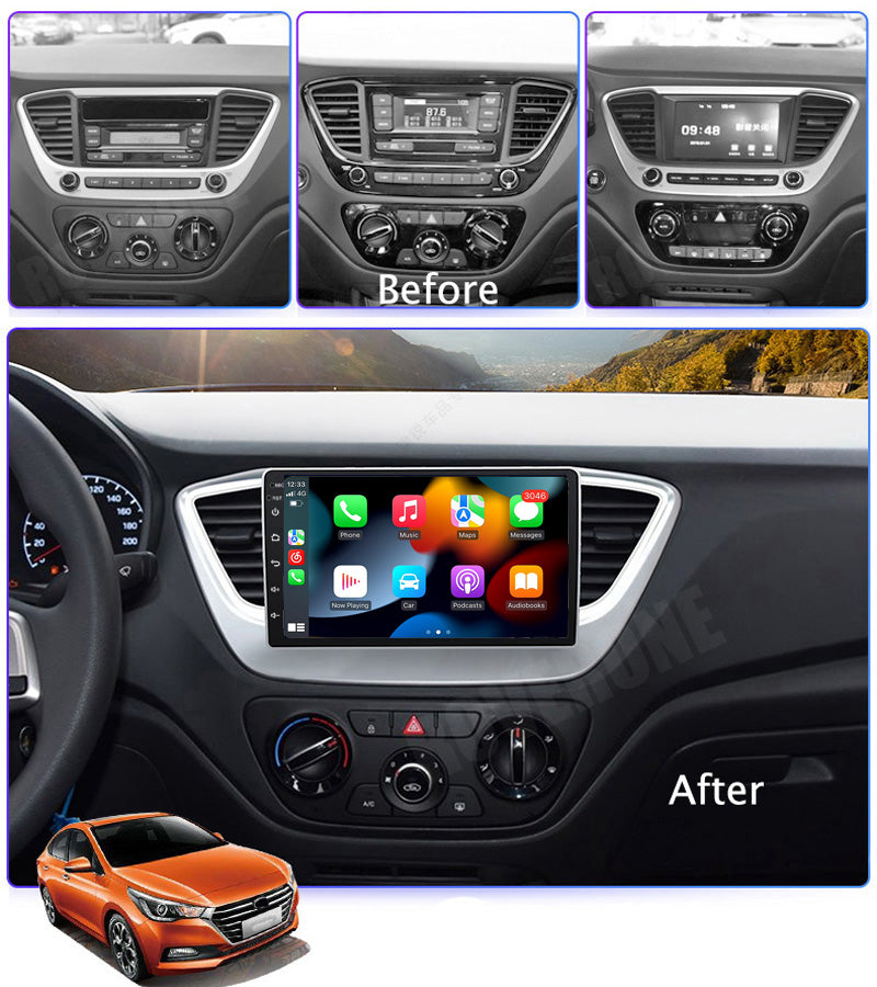 RoverOne Car Stereo Radio Bluetooth CarPlay GPS Navigation for Hyundai Solaris 2 Verna 2016 - 2020
