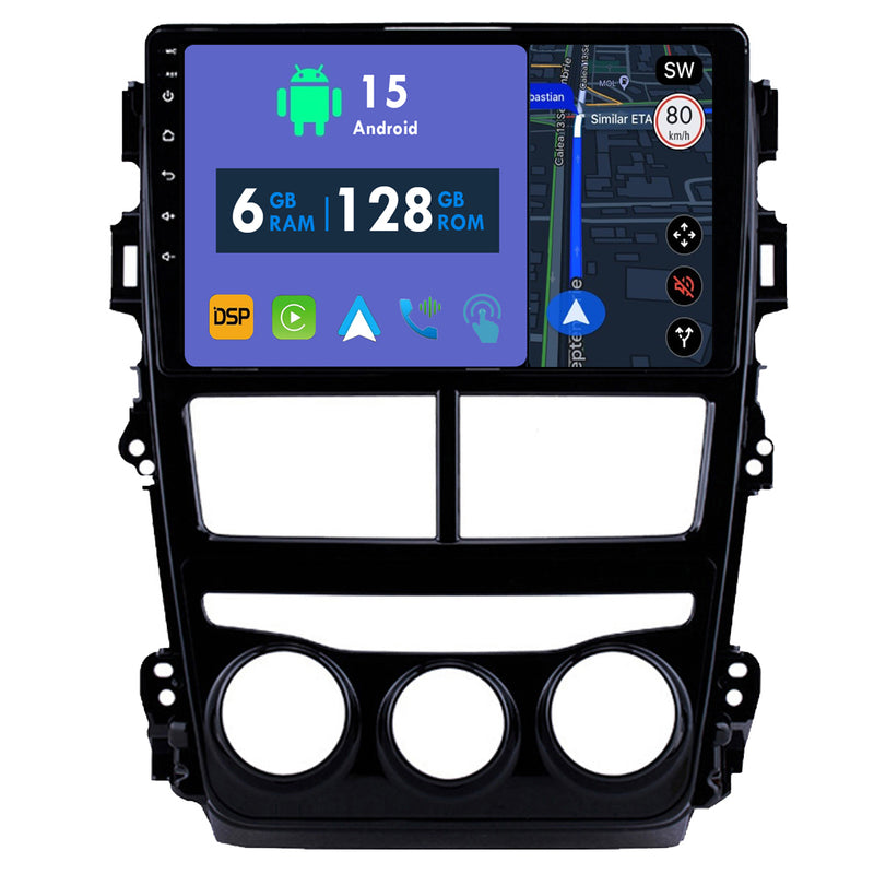 RoverOne Car Stereo Radio Bluetooth CarPlay GPS Navigation for Toyota Yaris Vios 2017 - 2020