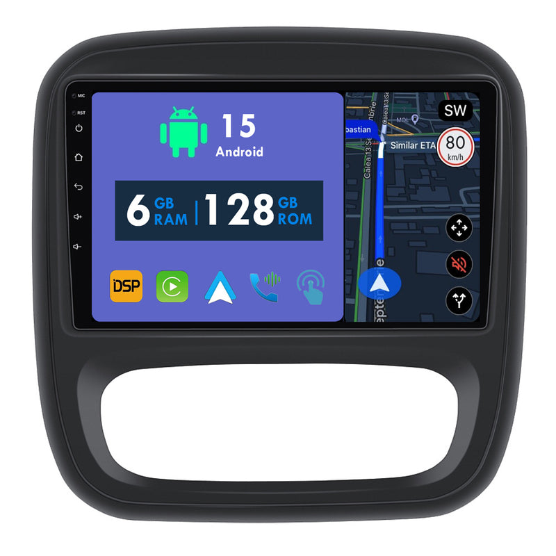 RoverOne Car Stereo Radio Bluetooth CarPlay GPS Navigation for Renault Trafic 3 2014 - 2021 for Opel Vivaro B 2014 - 2018