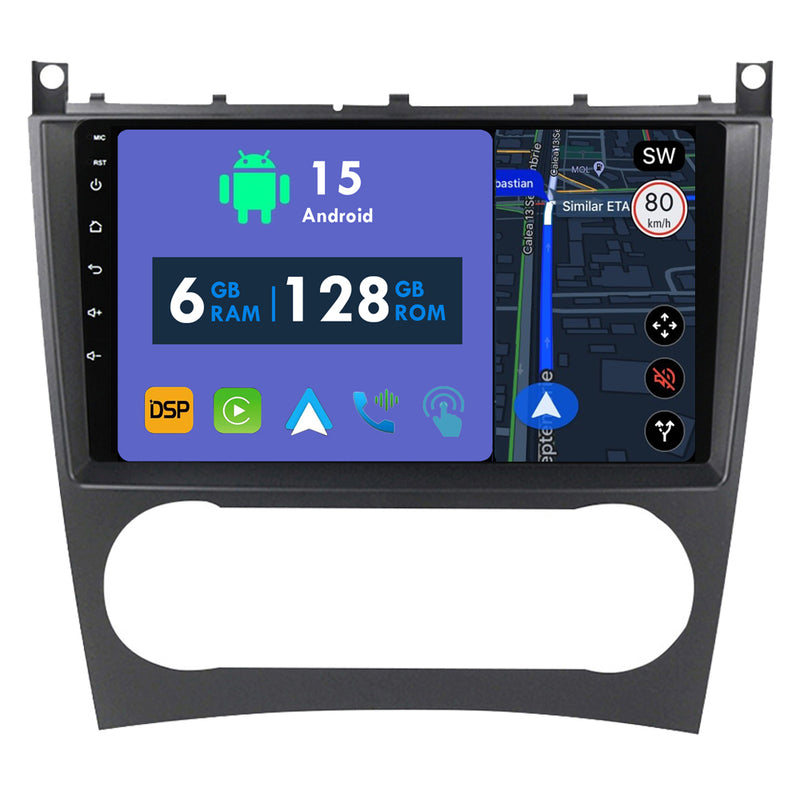 RoverOne Car Stereo Radio Bluetooth CarPlay GPS Navigation for Mercedes Benz C Class W203 W209 C180 C200 CL203 C209 A209 2004 - 2011