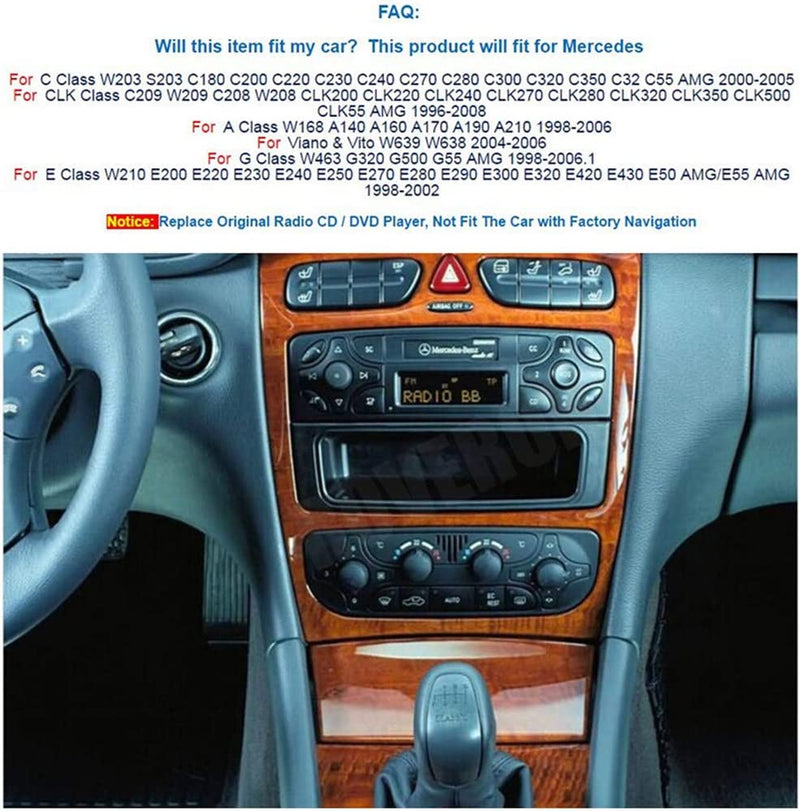 RoverOne Car Stereo Radio Bluetooth Car Play GPS Navigation for Mercedes Benz C Class S203 CL203 W203 2000 - 2004