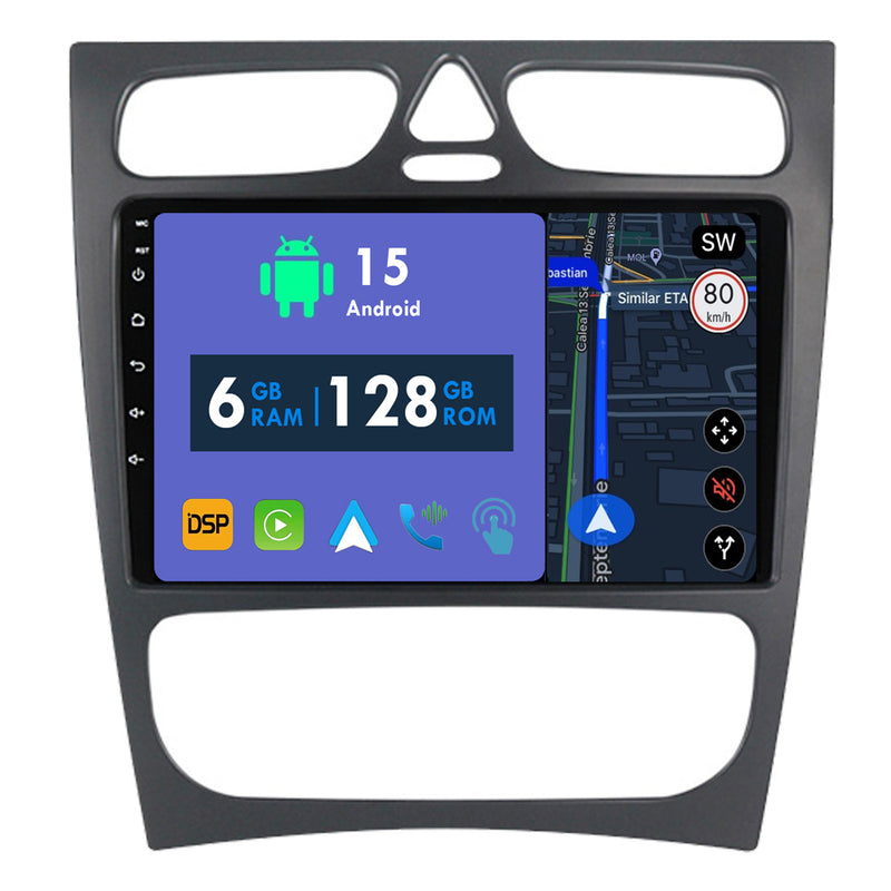 RoverOne Car Stereo Radio Bluetooth Car Play GPS Navigation for Mercedes Benz C Class S203 CL203 W203 2000 - 2004