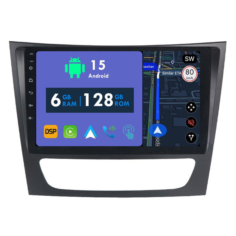 RoverOne Car Stereo Radio Bluetooth CarPlay GPS Navigation for Mercedes Benz E Class S211 W211 2002 - 2009 CLS Class C219 2004 - 2010