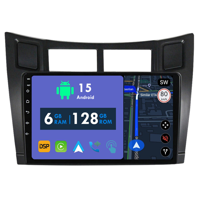 RoverOne Car Stereo Radio Bluetooth CarPlay GPS Navigation for Toyota Yaris 2 XP90 2005 - 2012